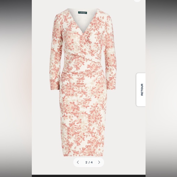 Ralph Lauren Pink and Cream Floral Long Sleeve Dress - Picture 4 of 5